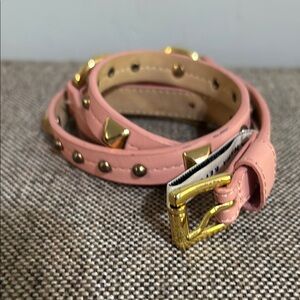 Banana Republic pink leather studded belt, size XS. RN#54023.